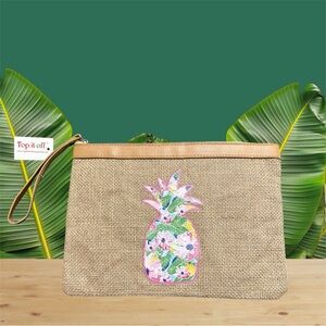 Top It Off Tan and Pink Pineapple Wristlet